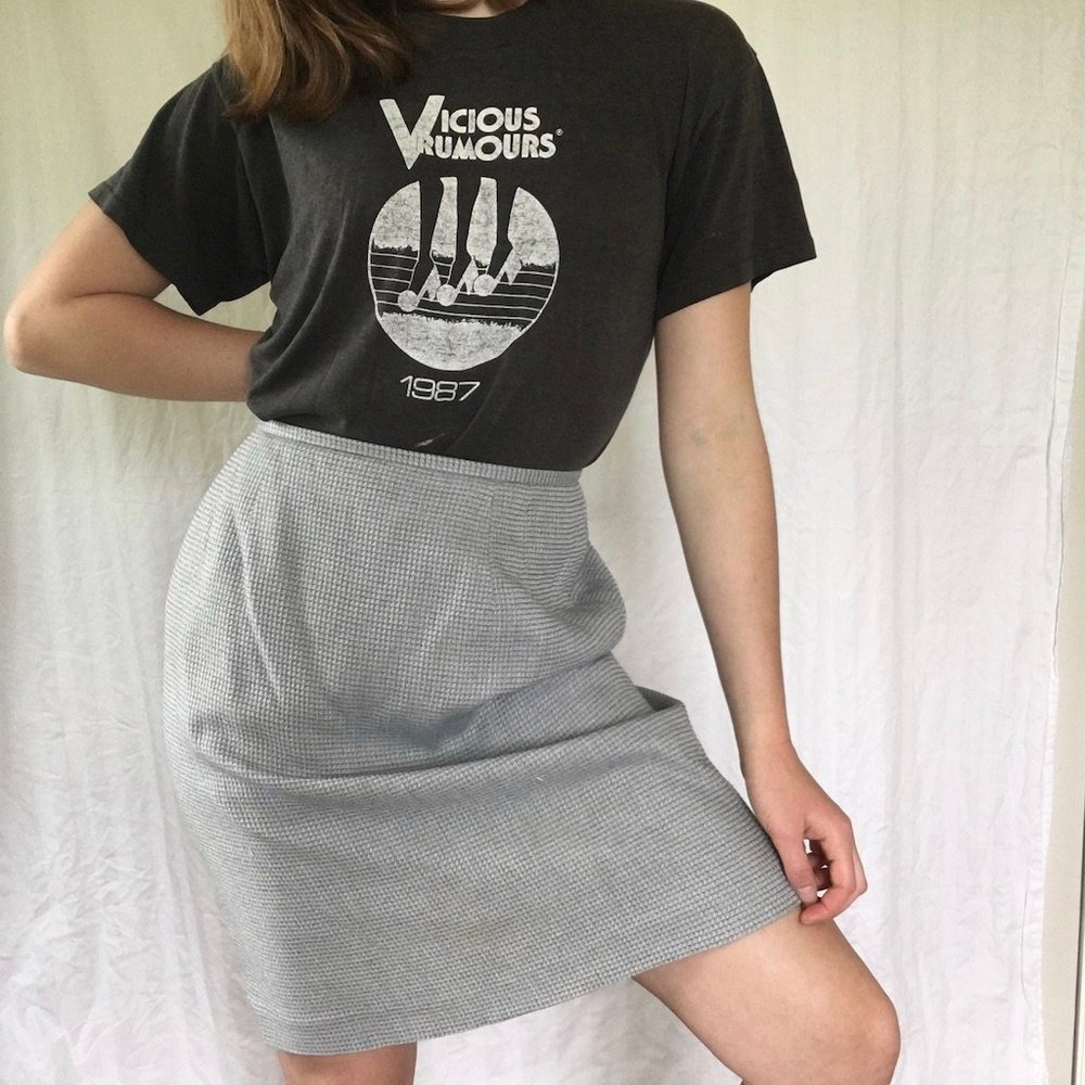 vintage grey midi skirt